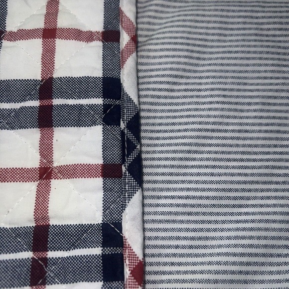 Tommy Hilfiger Reversible Plaid Stripe Blue Queen Comforter Sham Queen Set NWOB - Picture 3 of 8